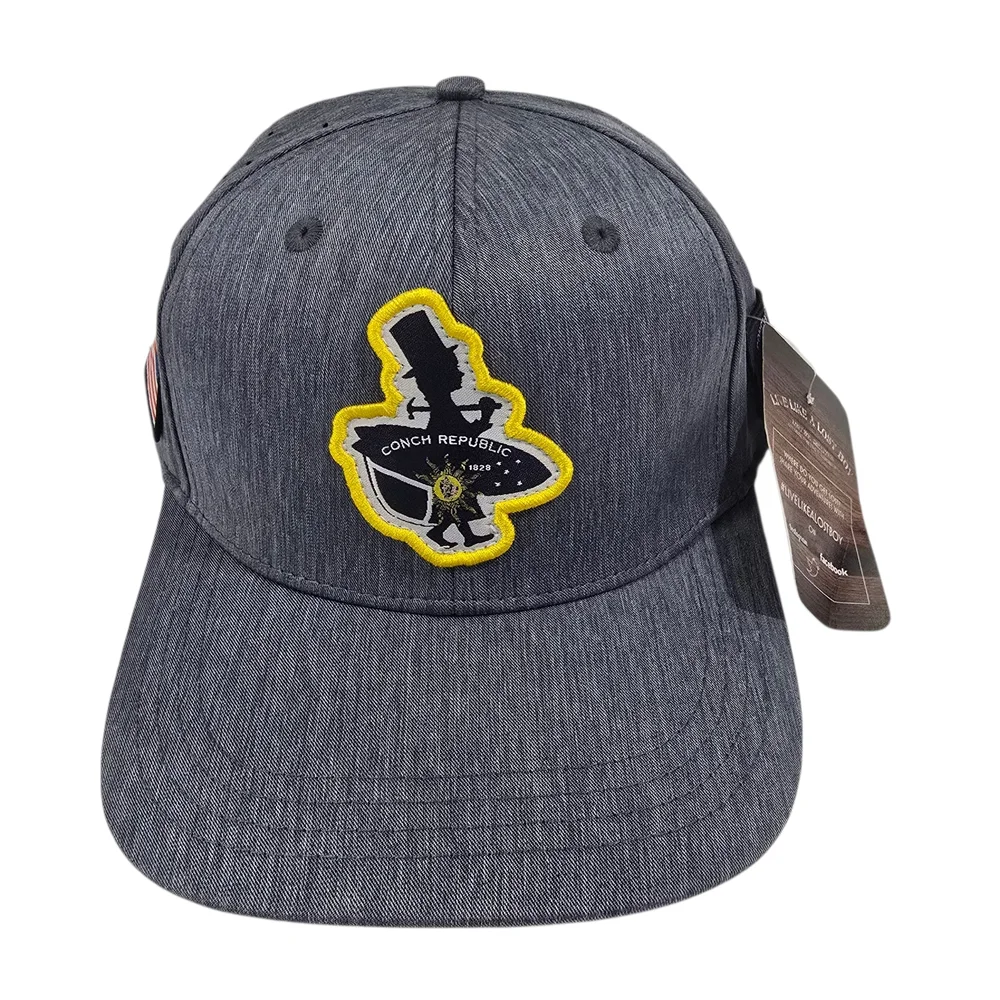 Conch Republic Gray Baseball Cap with Yellow-Outlined Patch New